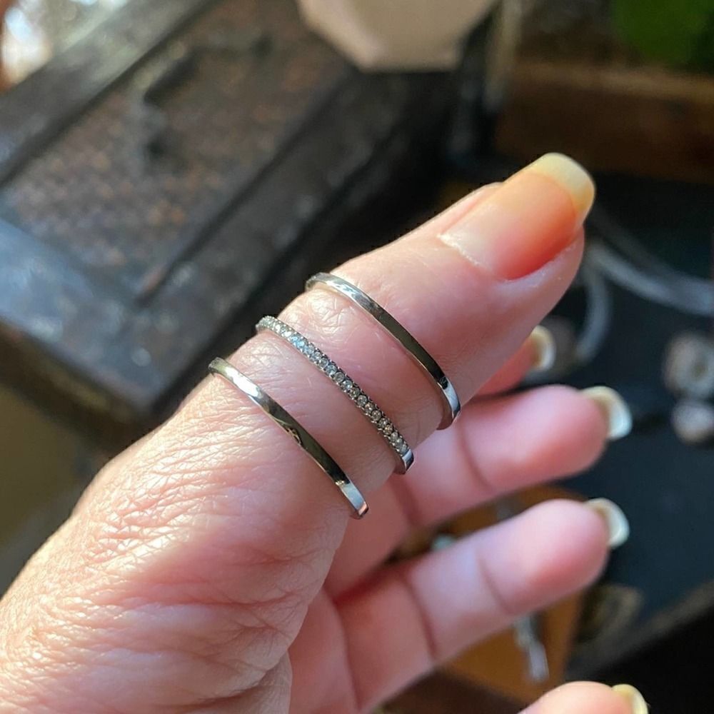 Stainless Steel AAA Grade CZ Triple Row Ring SZ 10